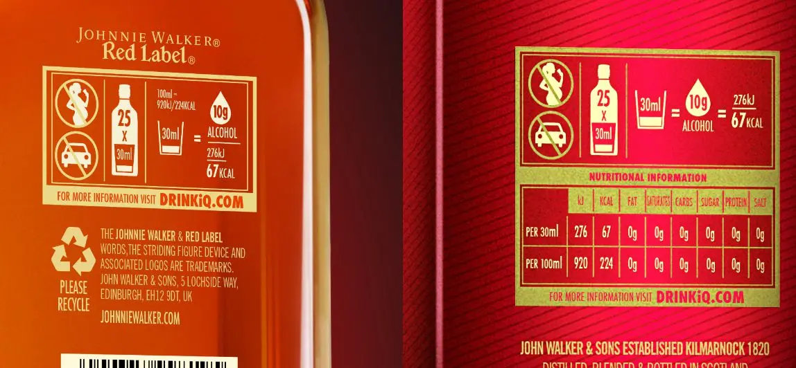 Johnnie Walker red label calories