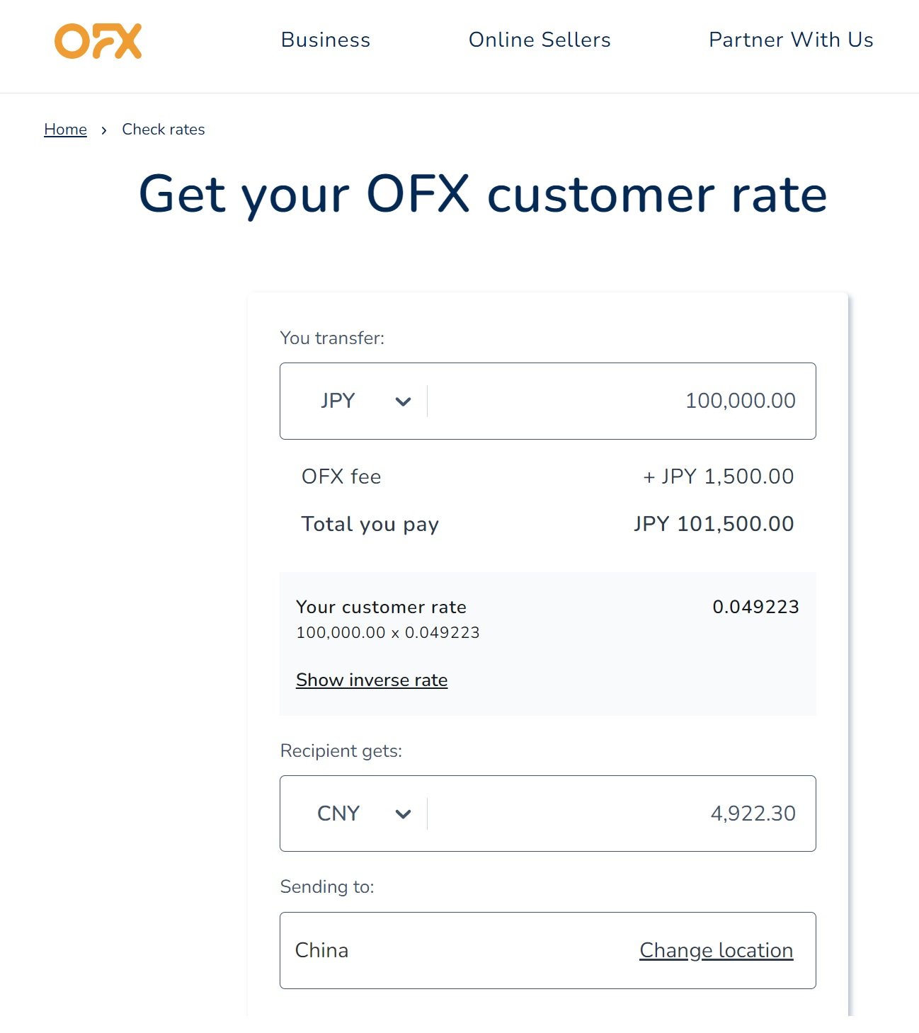 OFX Money Transfer from Japan