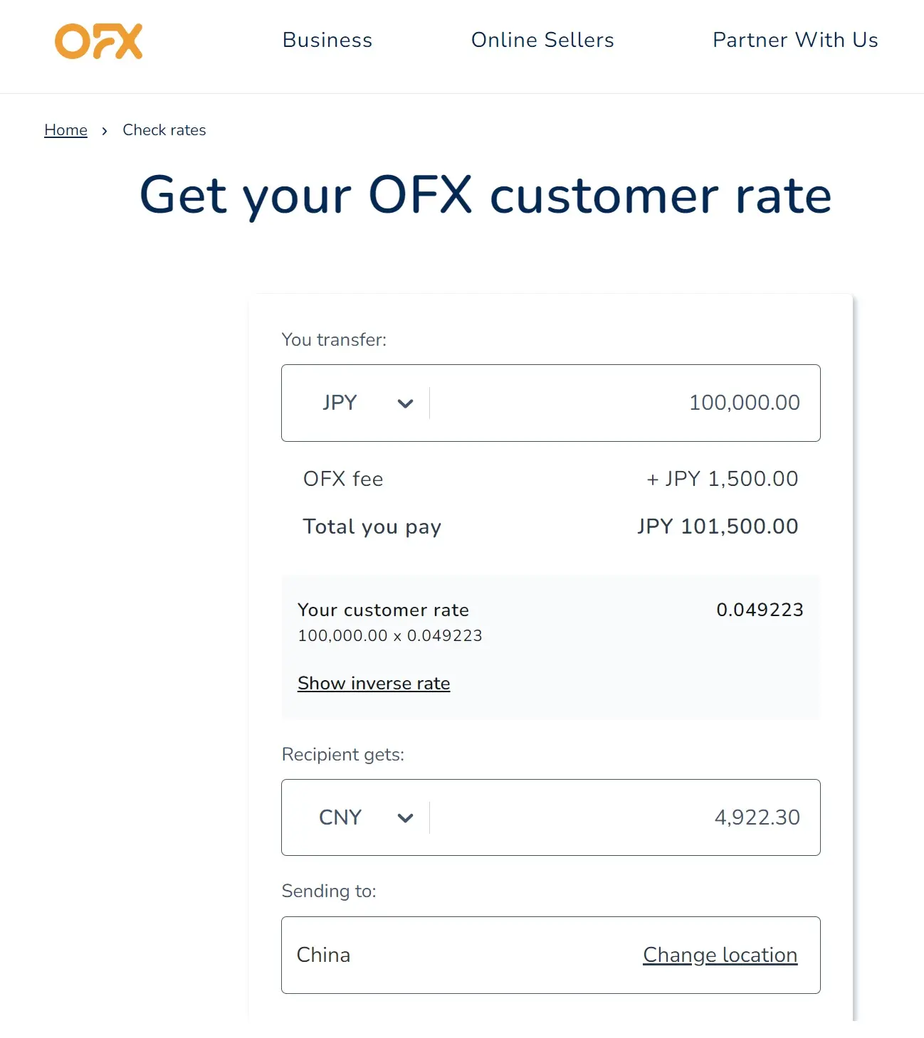 OFX Money Transfer from Japan